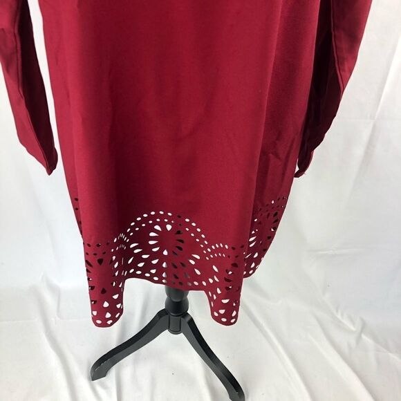 Shein Cutout Hem Shift Midi Long-sleeve Dress - Picture 2 of 7